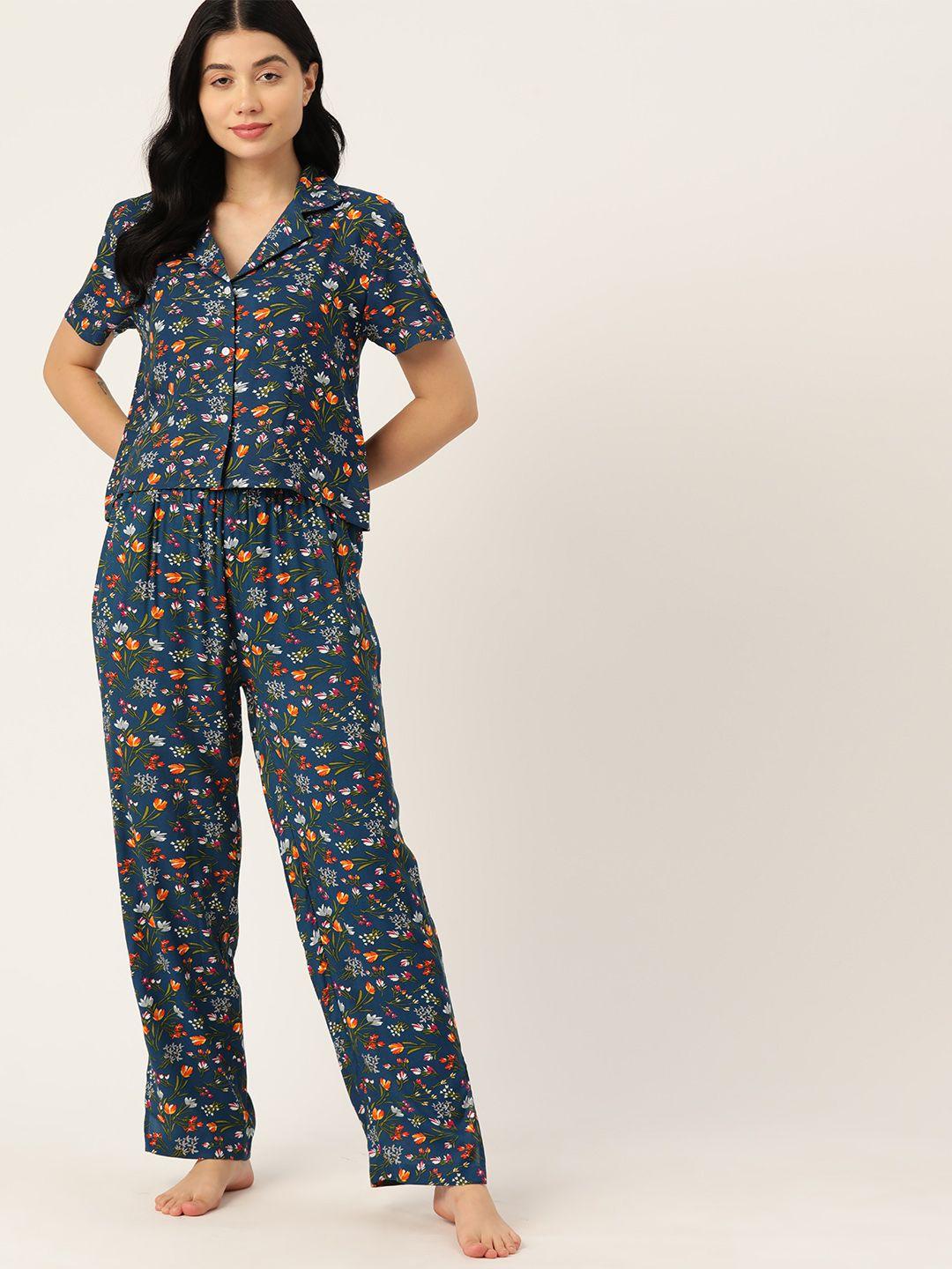 etc women floral printed top with pyjama