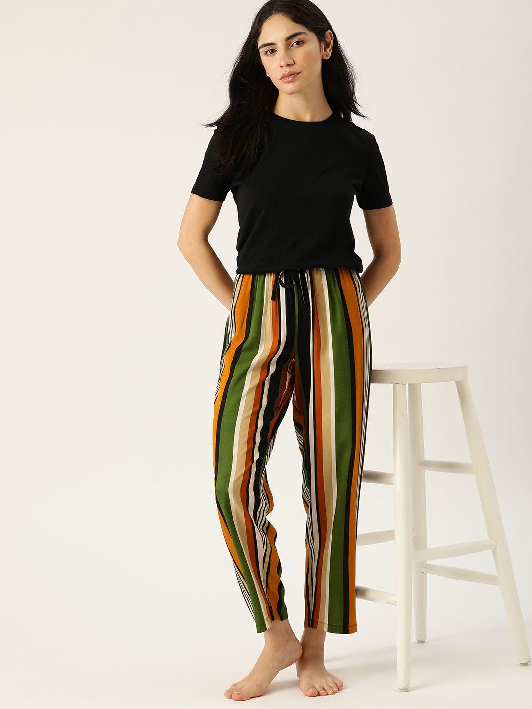 etc women multicoloured striped lounge pants
