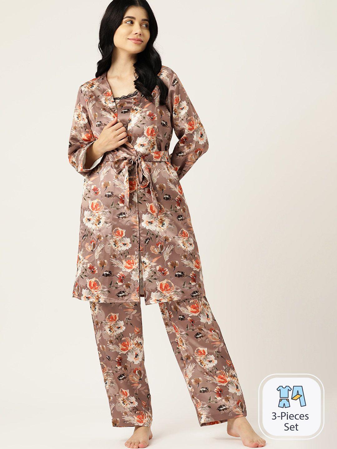 etc women printed night suit with robe