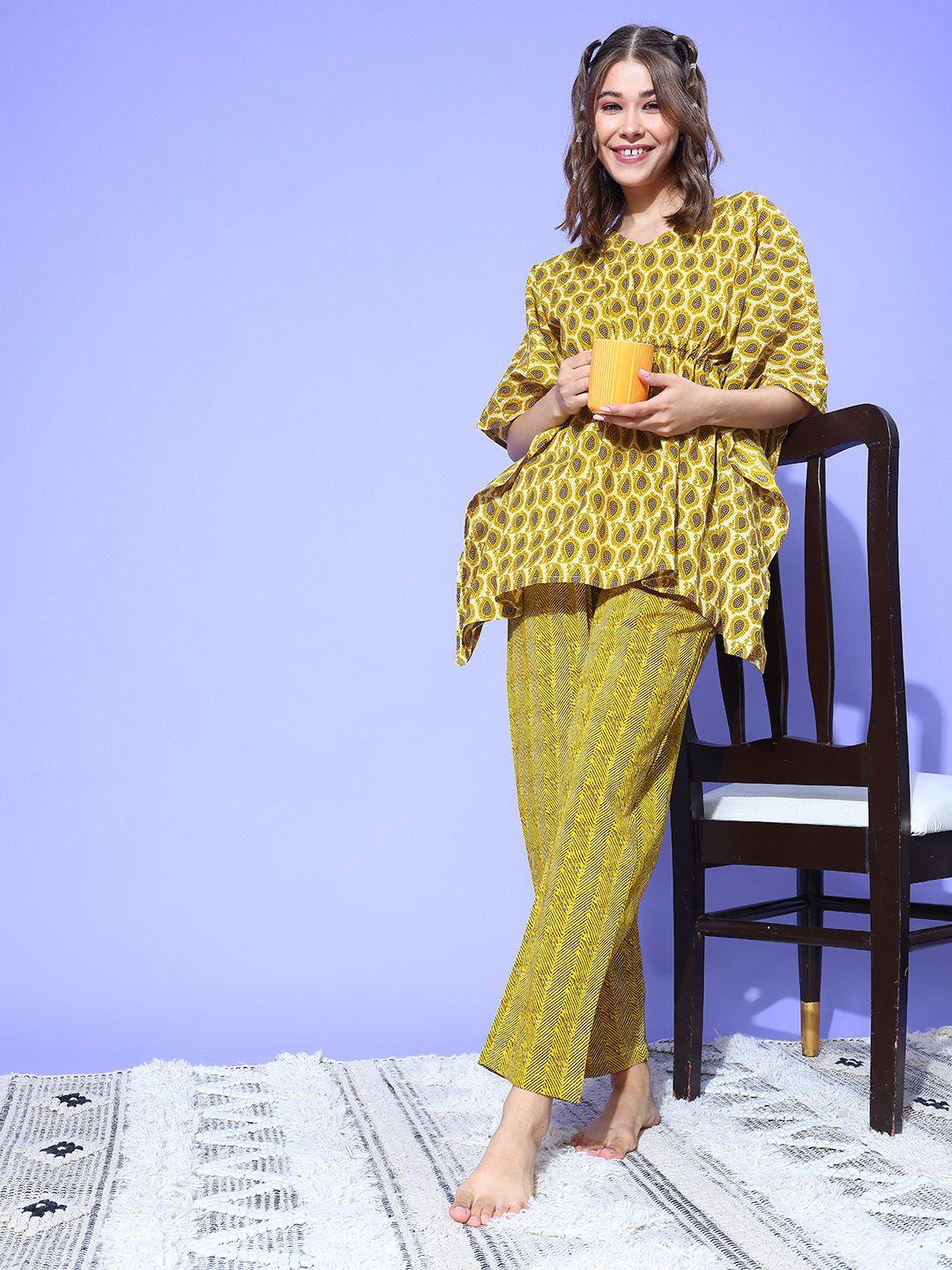 etc ethnic motifs printed pure cotton night suit