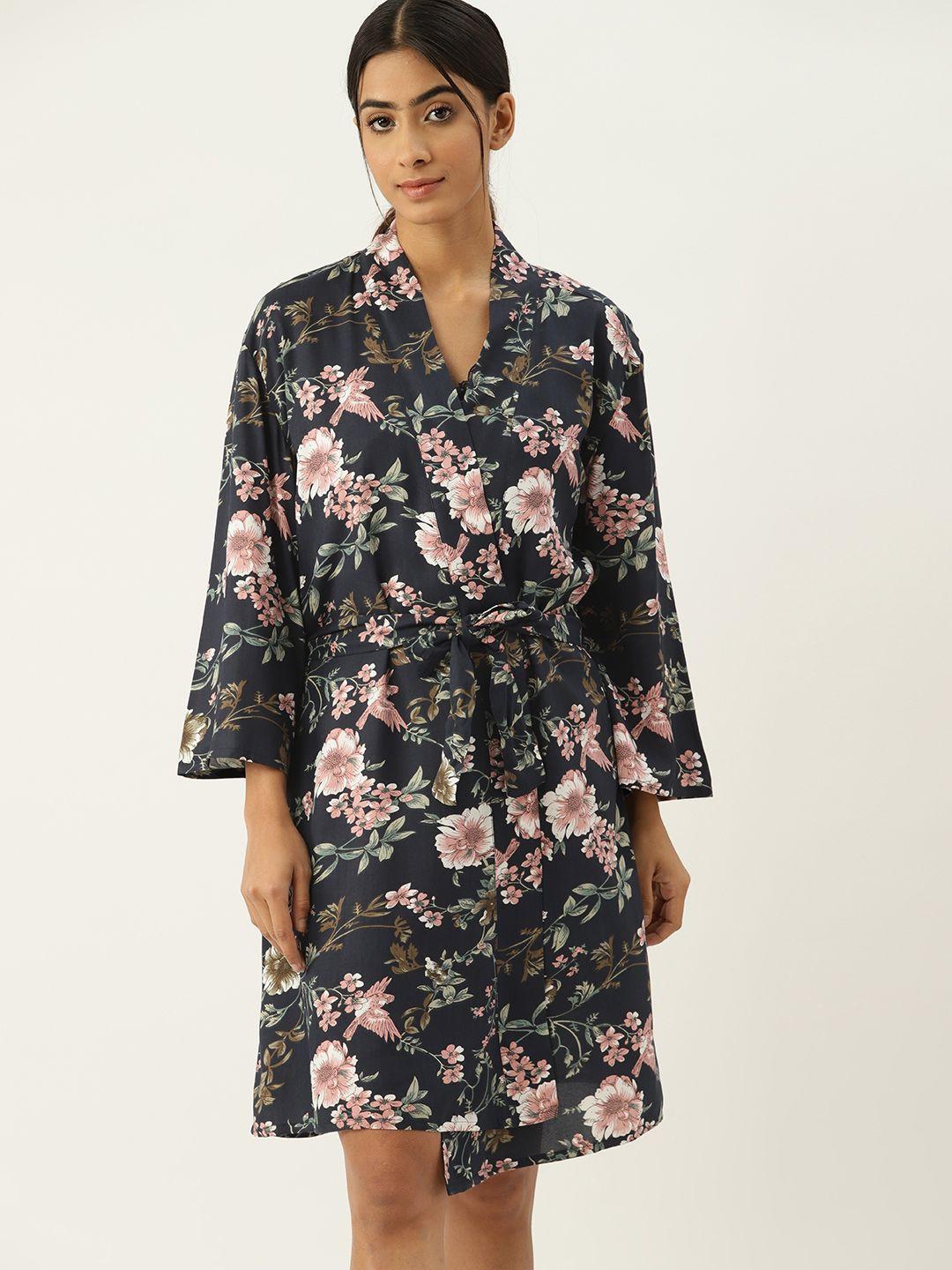 etc floral print nightdress with robe