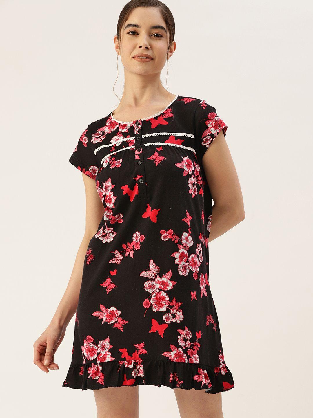 etc floral printed cotton nightdress