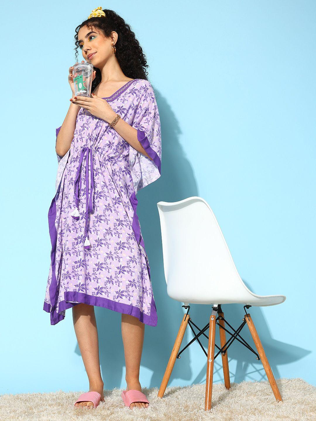 etc floral printed kaftan nightdress