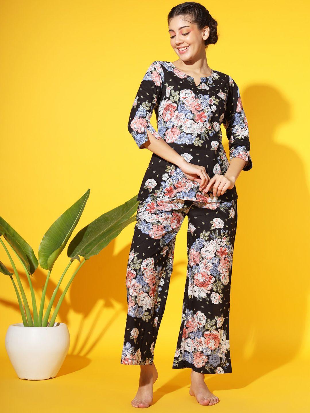 etc floral printed pure cotton night suit