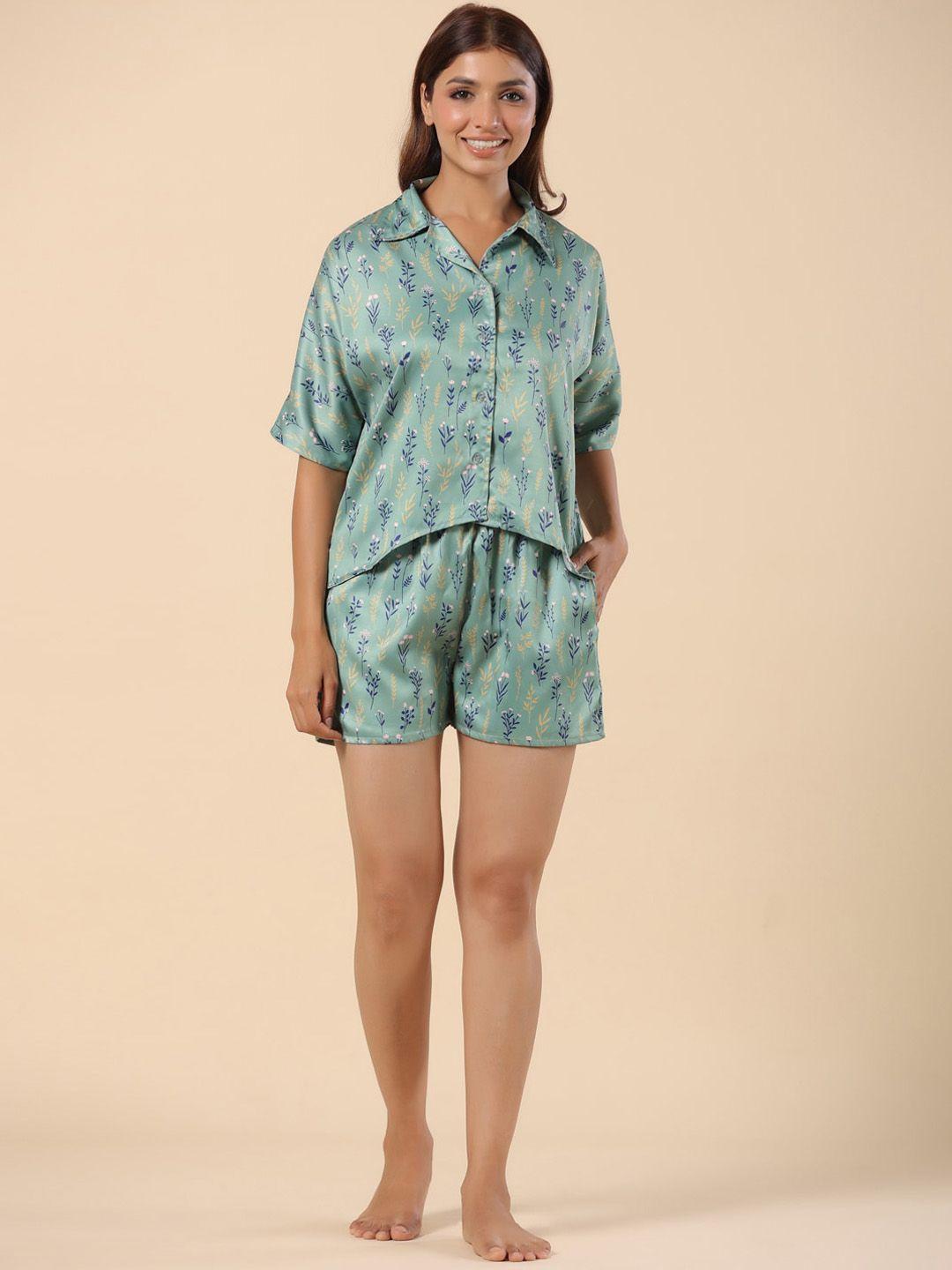 etc floral printed shirt with shorts