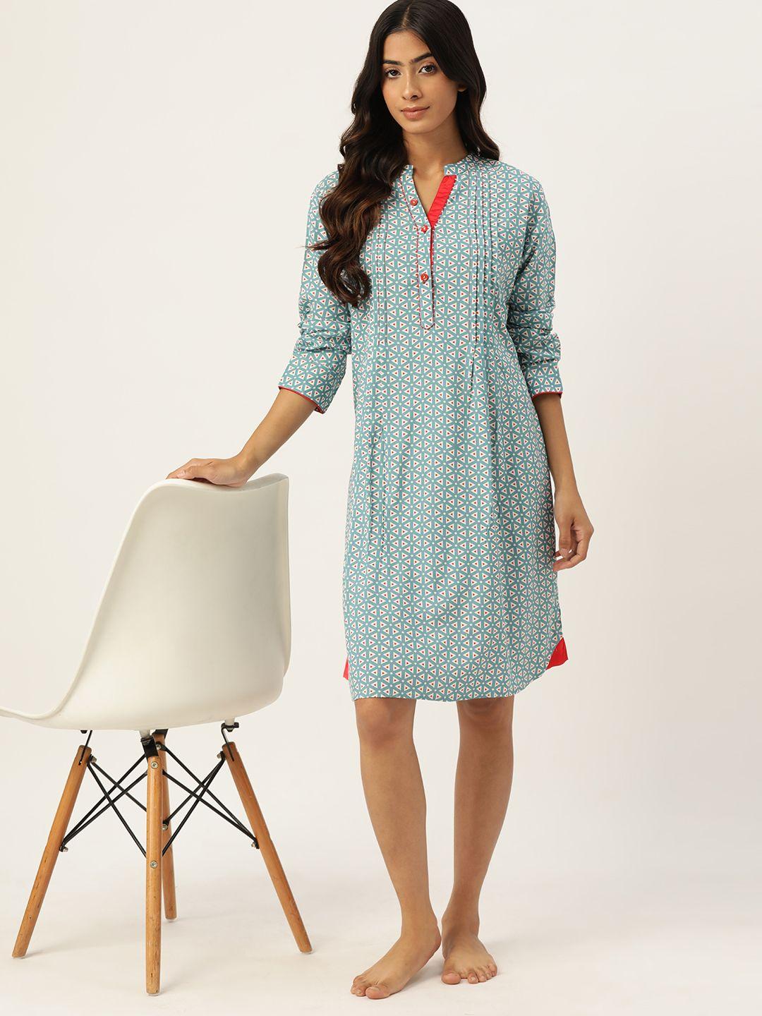 etc geometric printed shirt nightdress