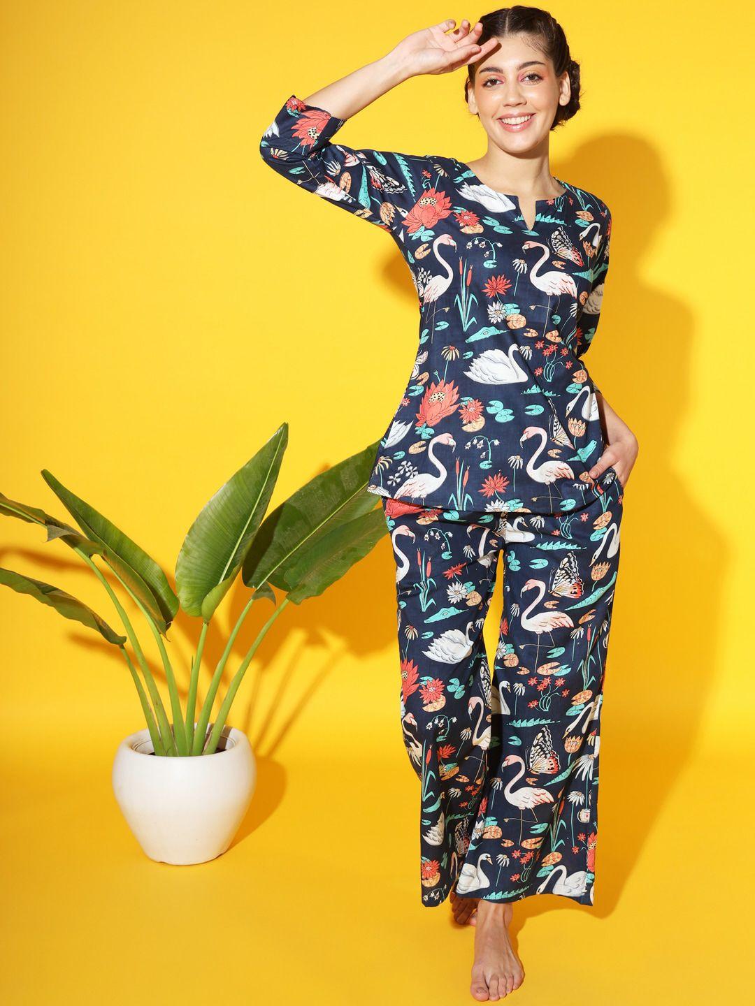 etc graphic printed pure cotton night suit