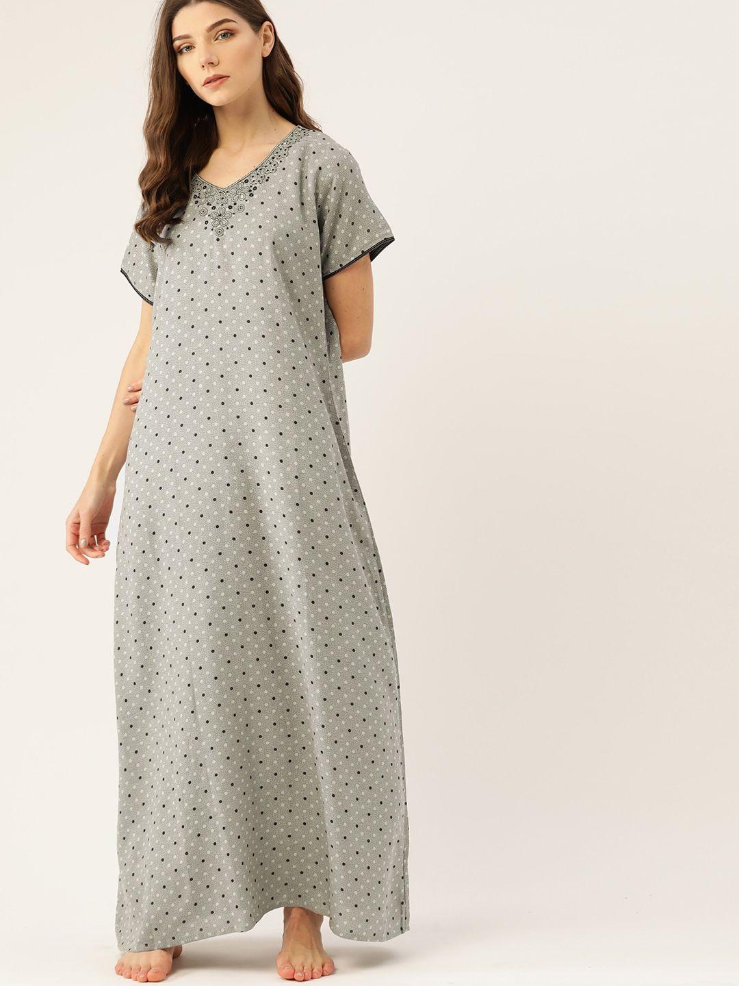 etc grey & black printed nightdress