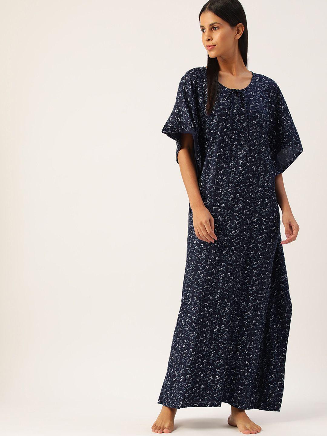 etc navy blue floral printed maxi nightdress