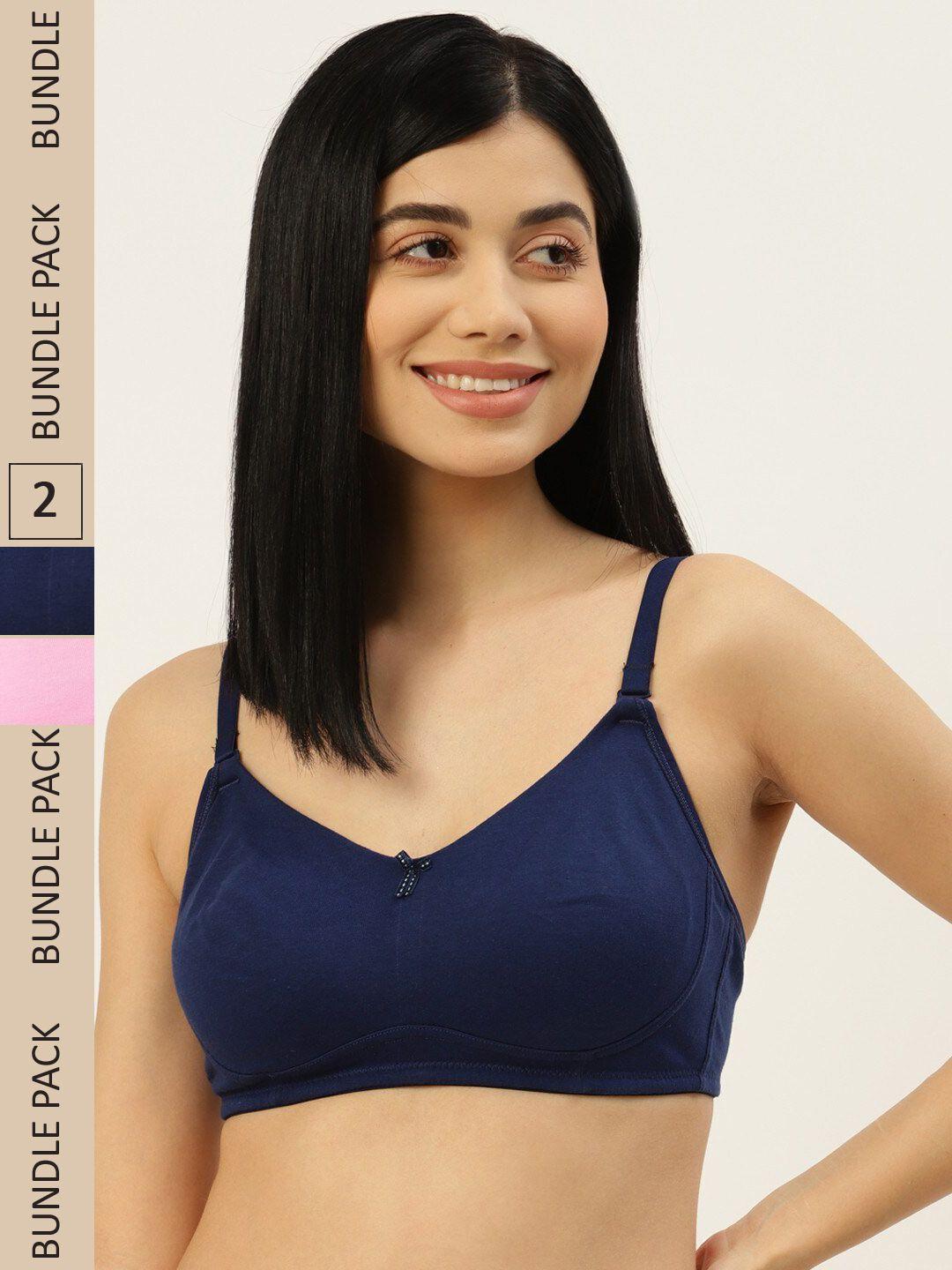 etc navy pack of 2 full coverage pure cotton bra