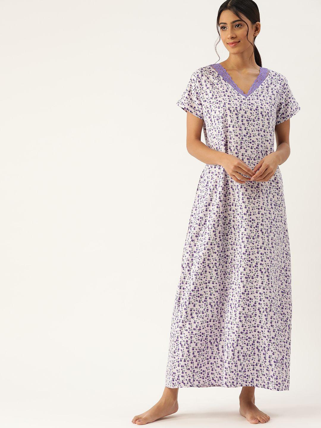 etc off-white & floral print maxi nightdress