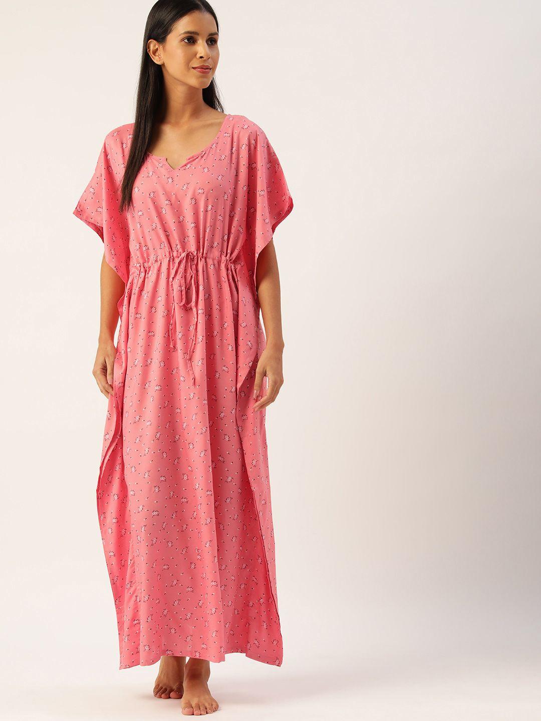 etc pink printed maxi kaftan nightdress