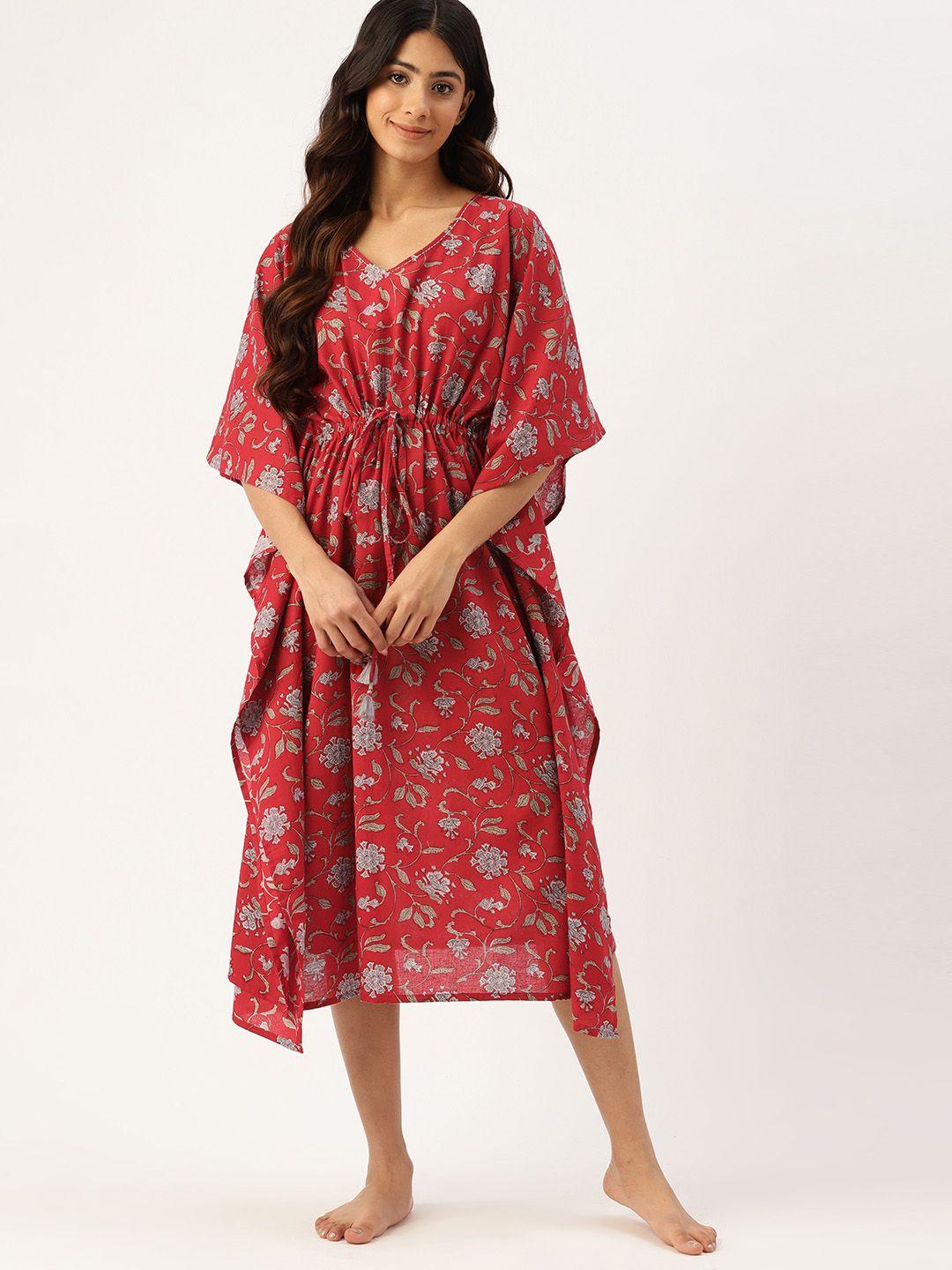 etc printed kaftan pure cotton nightdress