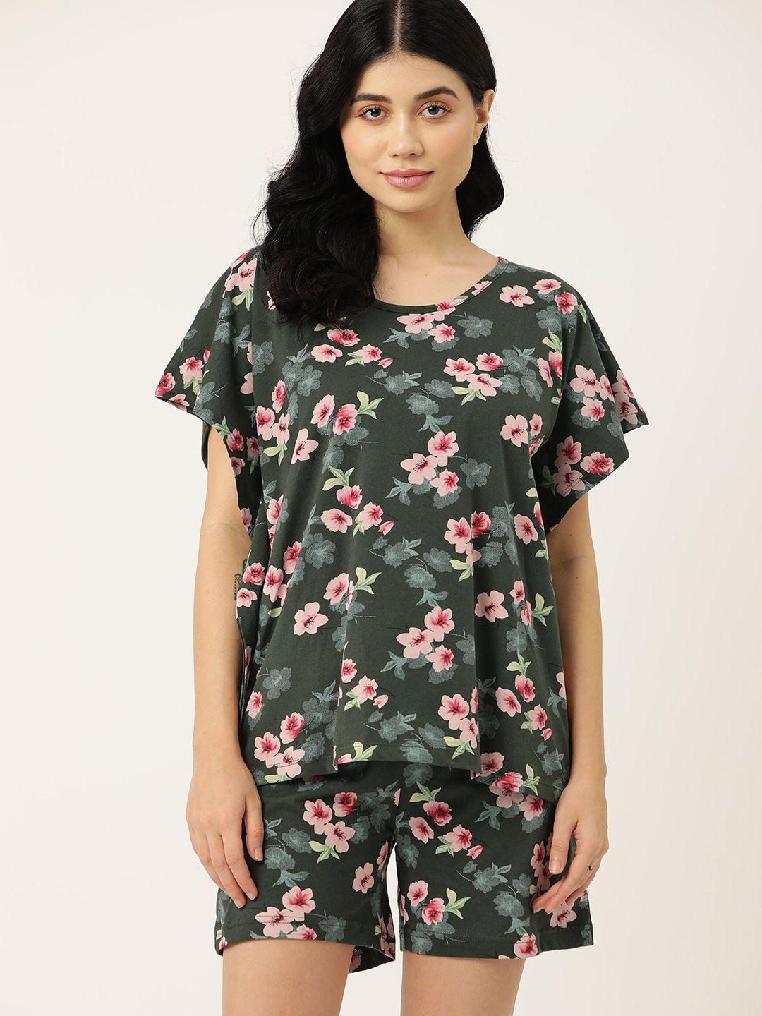 etc pure cotton floral print shorts set