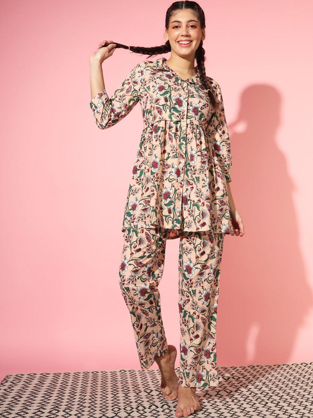 etc pure cotton floral printed tunic and trouser