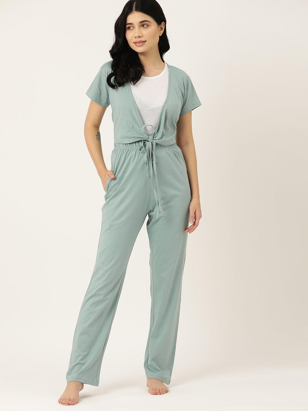 etc pure cotton solid pyjama set