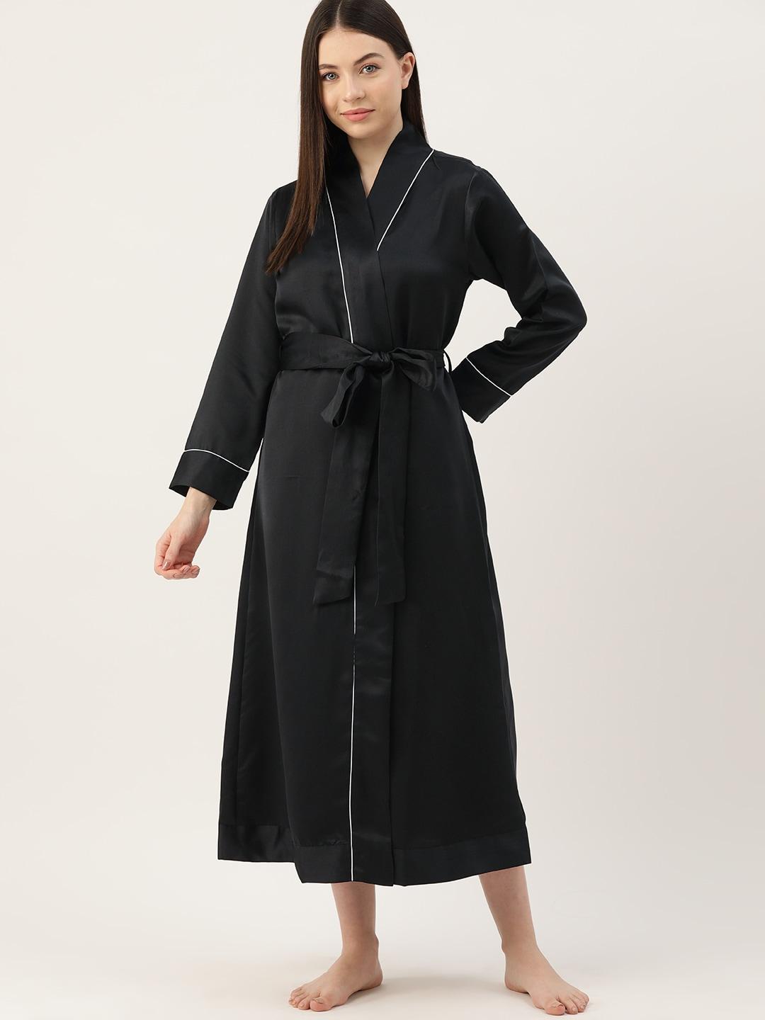 etc solid maxi satin robe