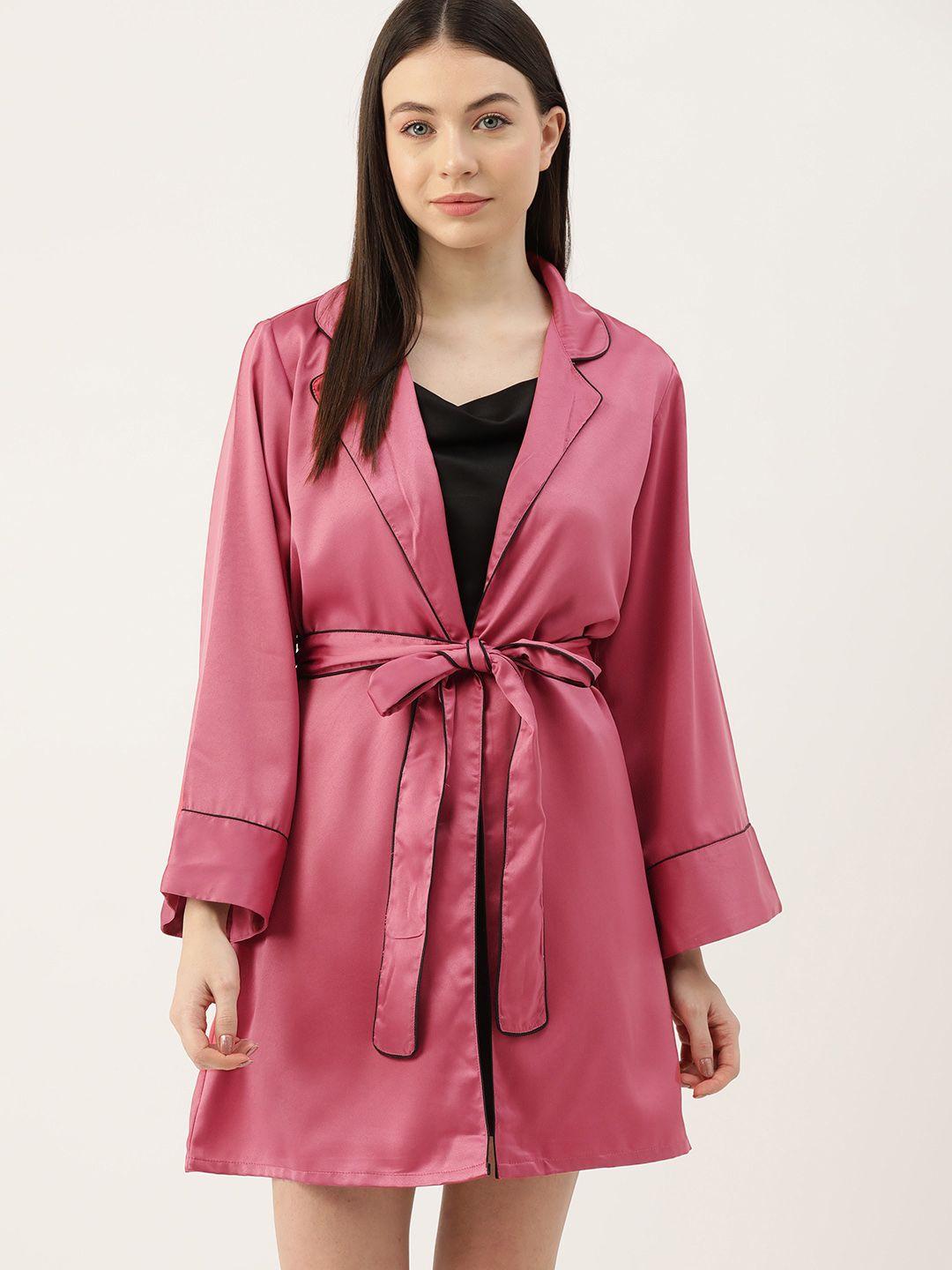 etc solid mini satin robe