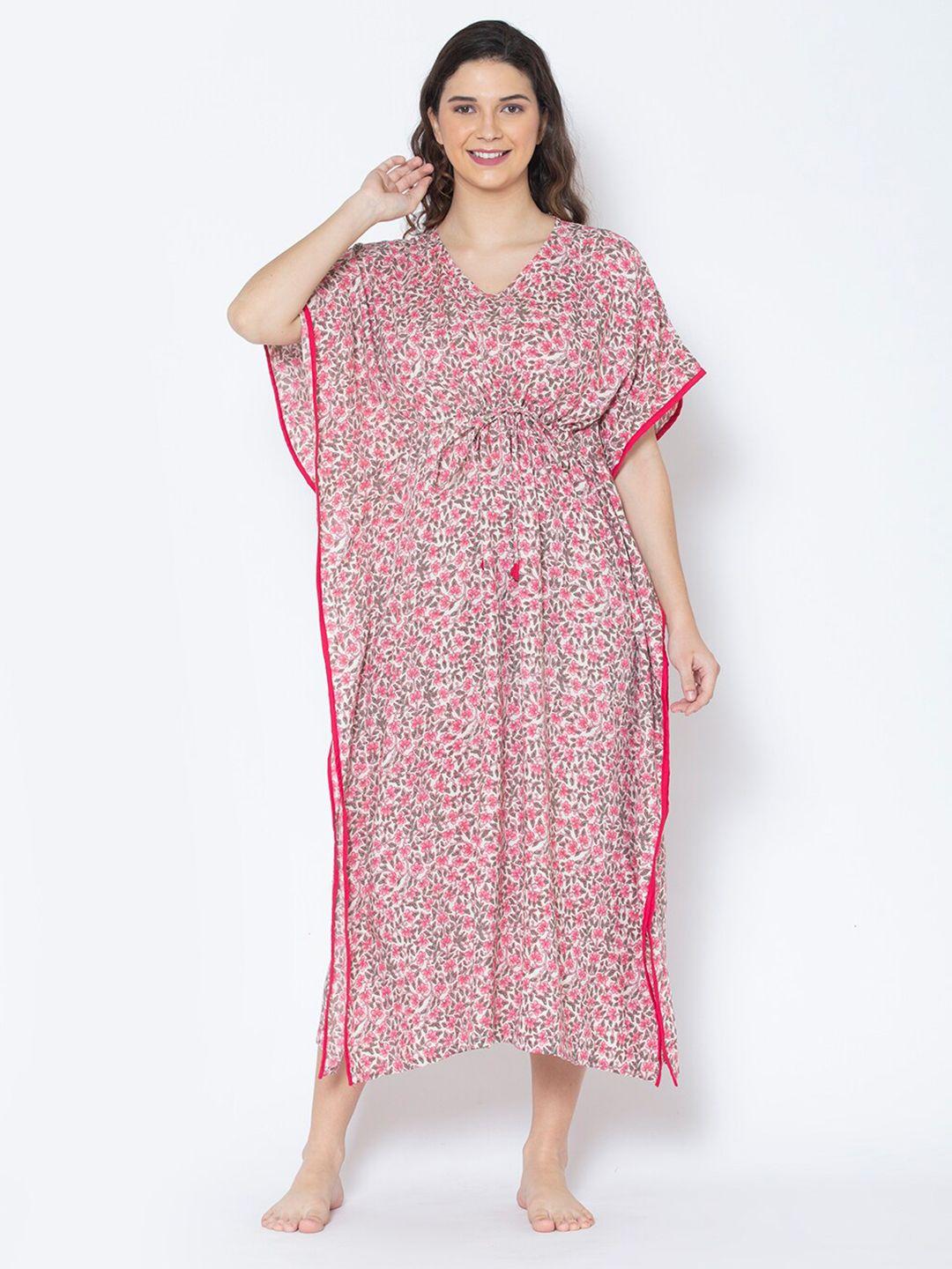 etc woman white printed kaftan nightdress