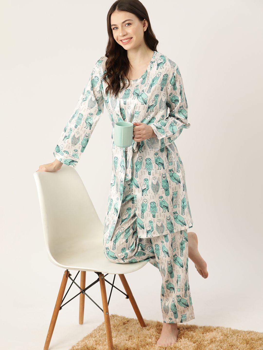 etc women conversational printed satin night suit