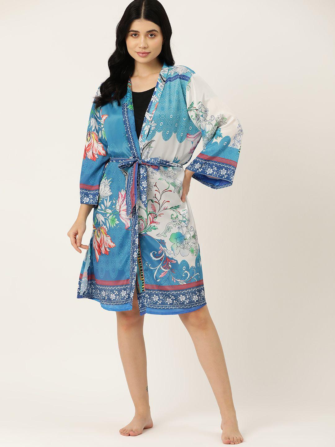 etc women ethnic motifs print robe with belt