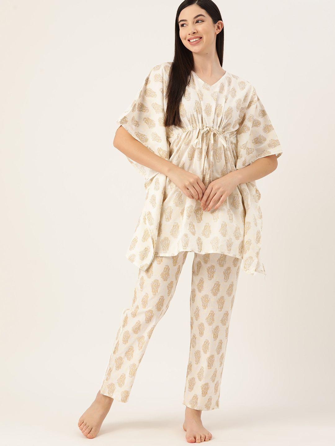etc women ethnic motifs printed cotton night suit