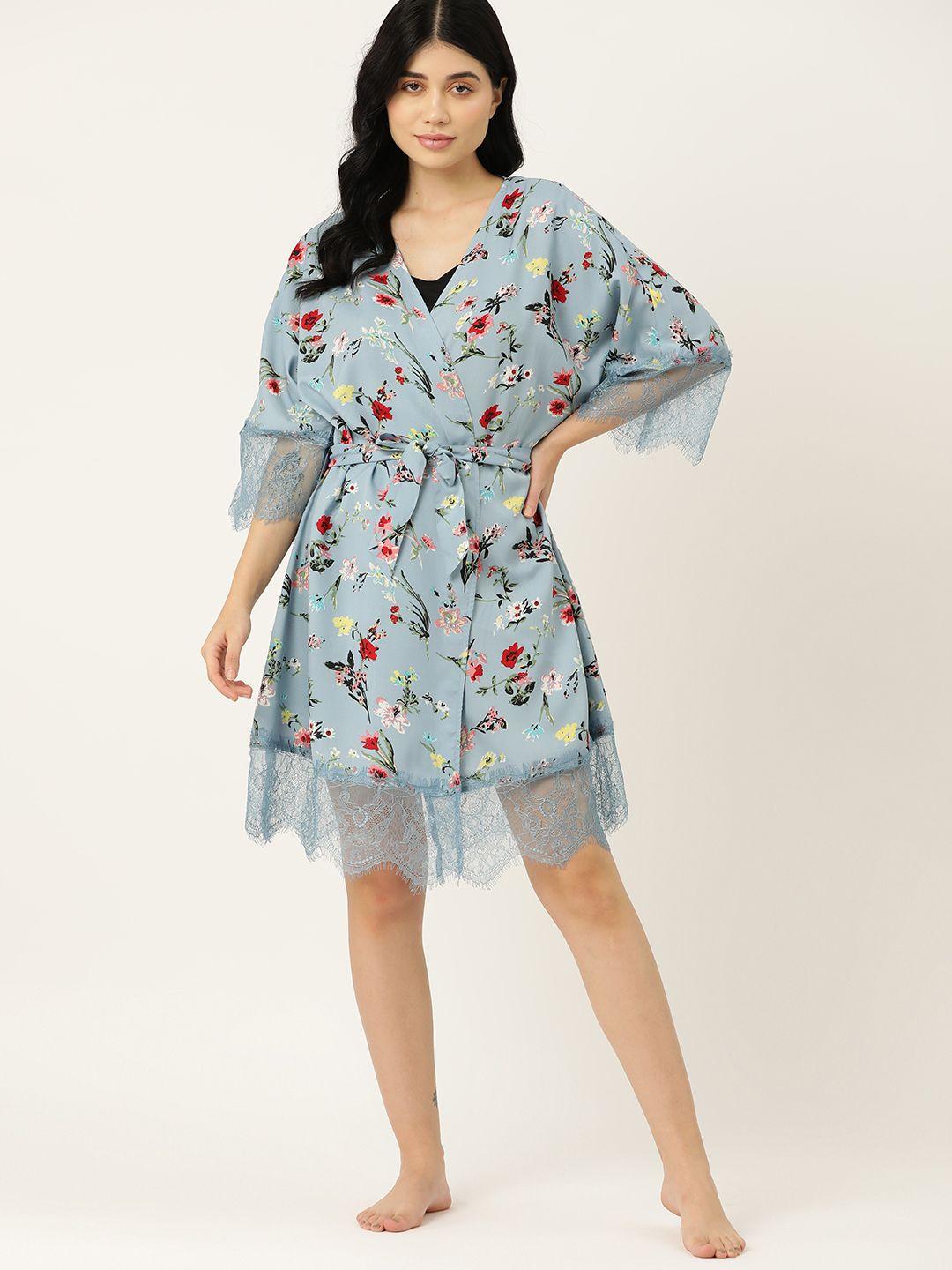 etc women floral print robe with belt