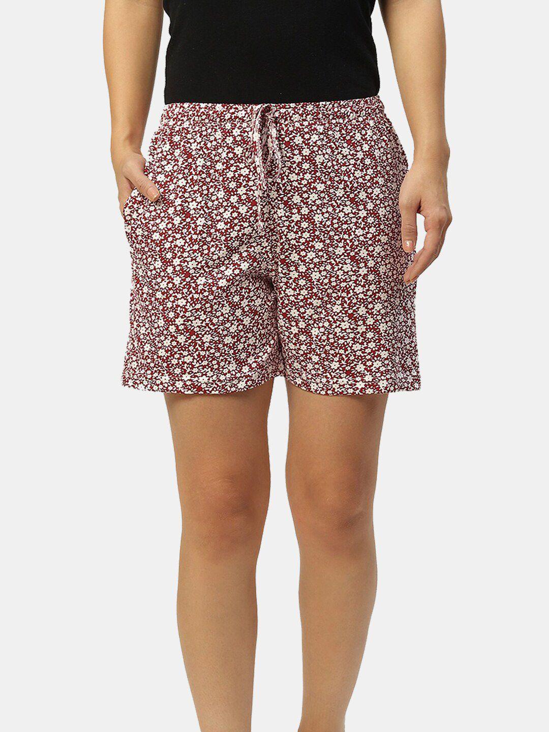 etc women floral printed pure cotton lounge shorts