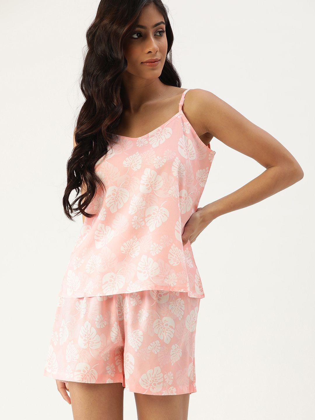 etc women pink floral printed shorts set