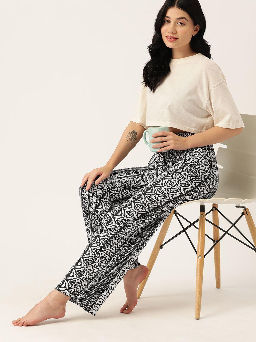 etc women printed mid-rise lounge pants