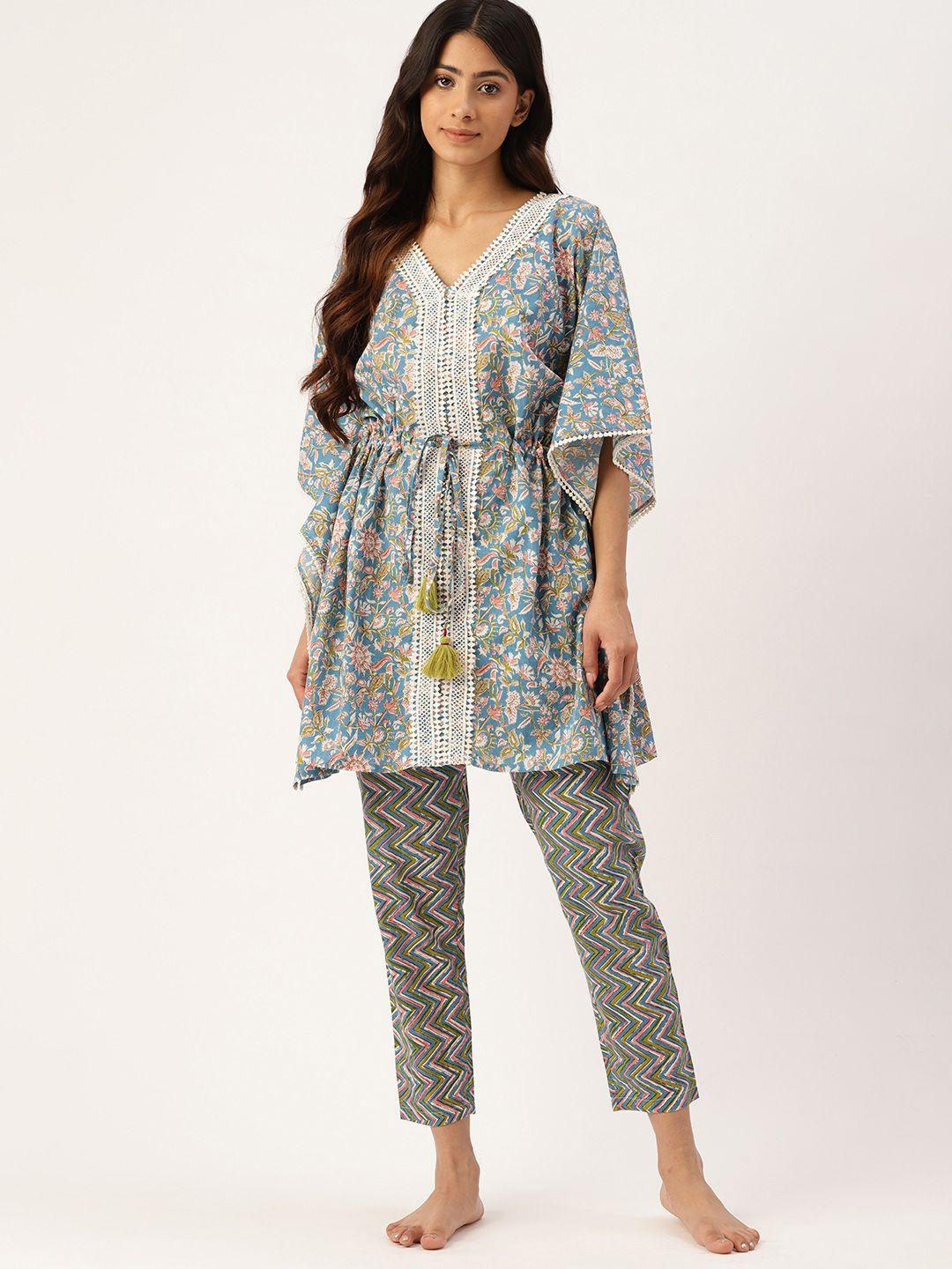 etc women pure cotton printed night suit