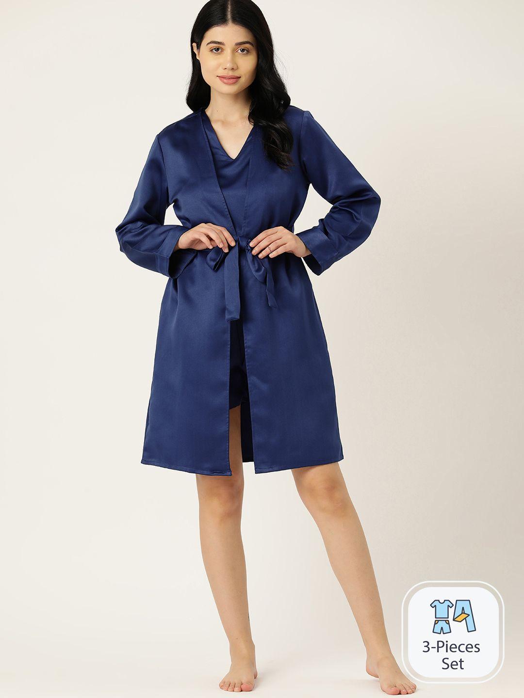 etc women solid night suit with robe
