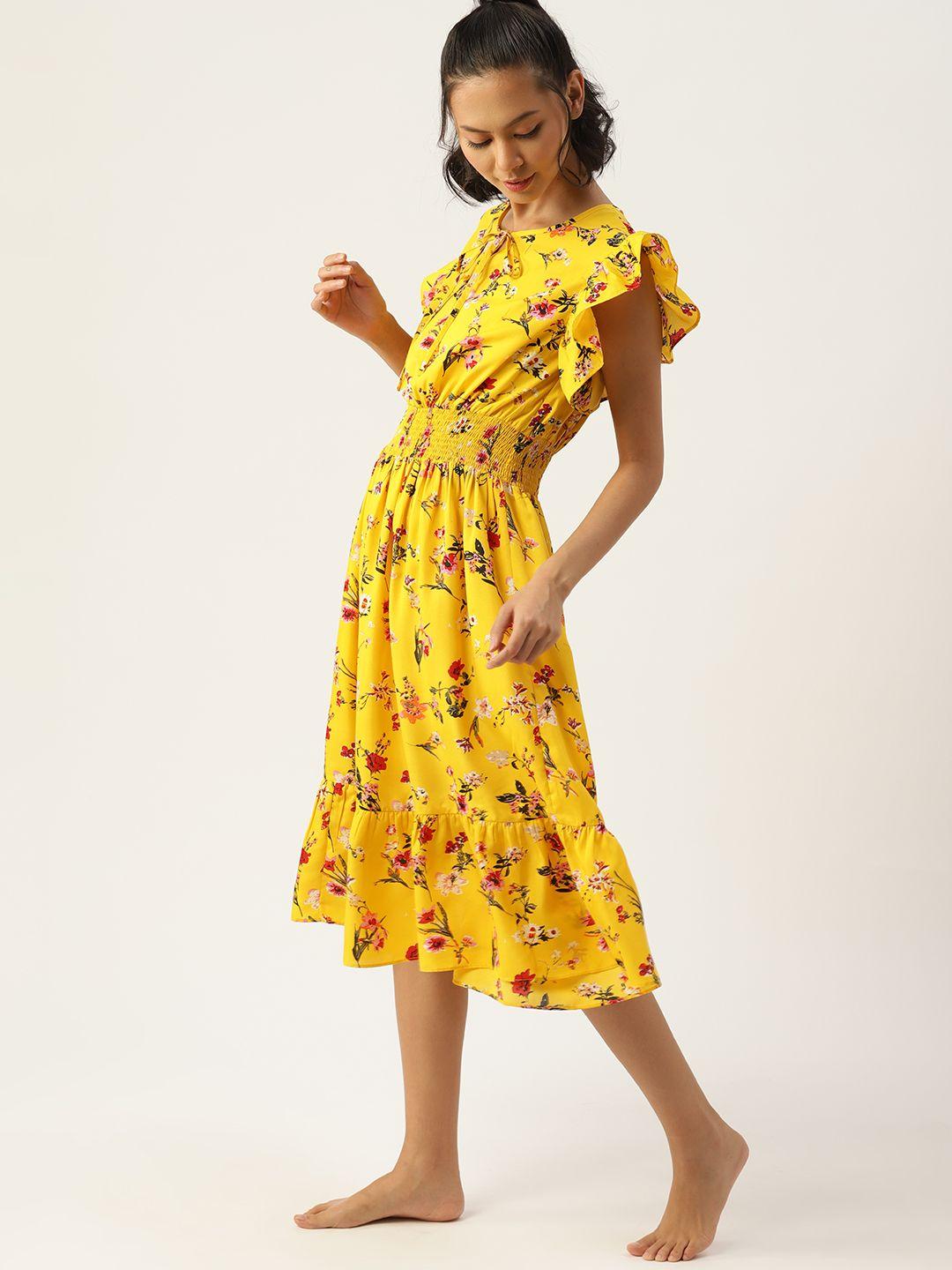 etc yellow floral printed nightdress