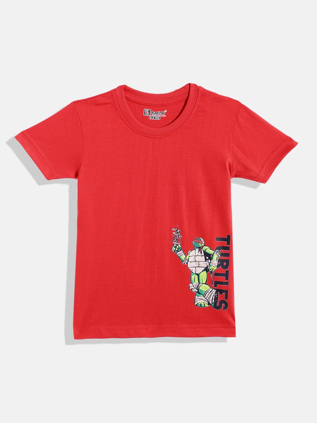 eteenz boys premium cotton mutant ninja turtle & typography printed t-shirt