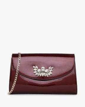 ethel embellished clutch with chain strap