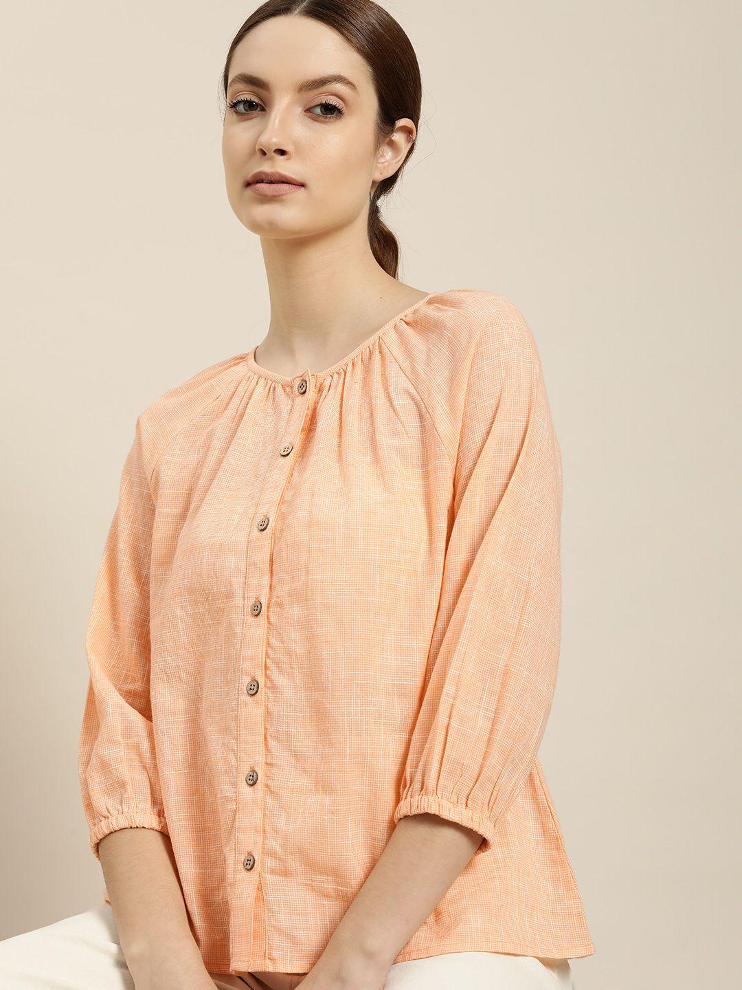 ether kora collection orange pure cotton solid sustainable top
