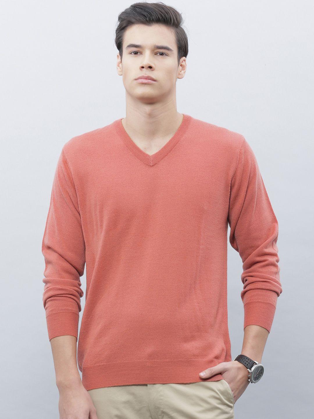 ether men coral pink solid sweater
