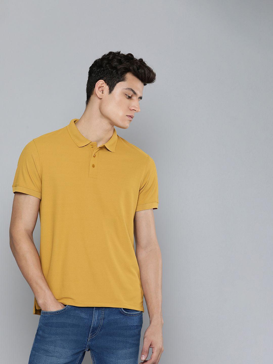 ether men mustard yellow polo collar t-shirt