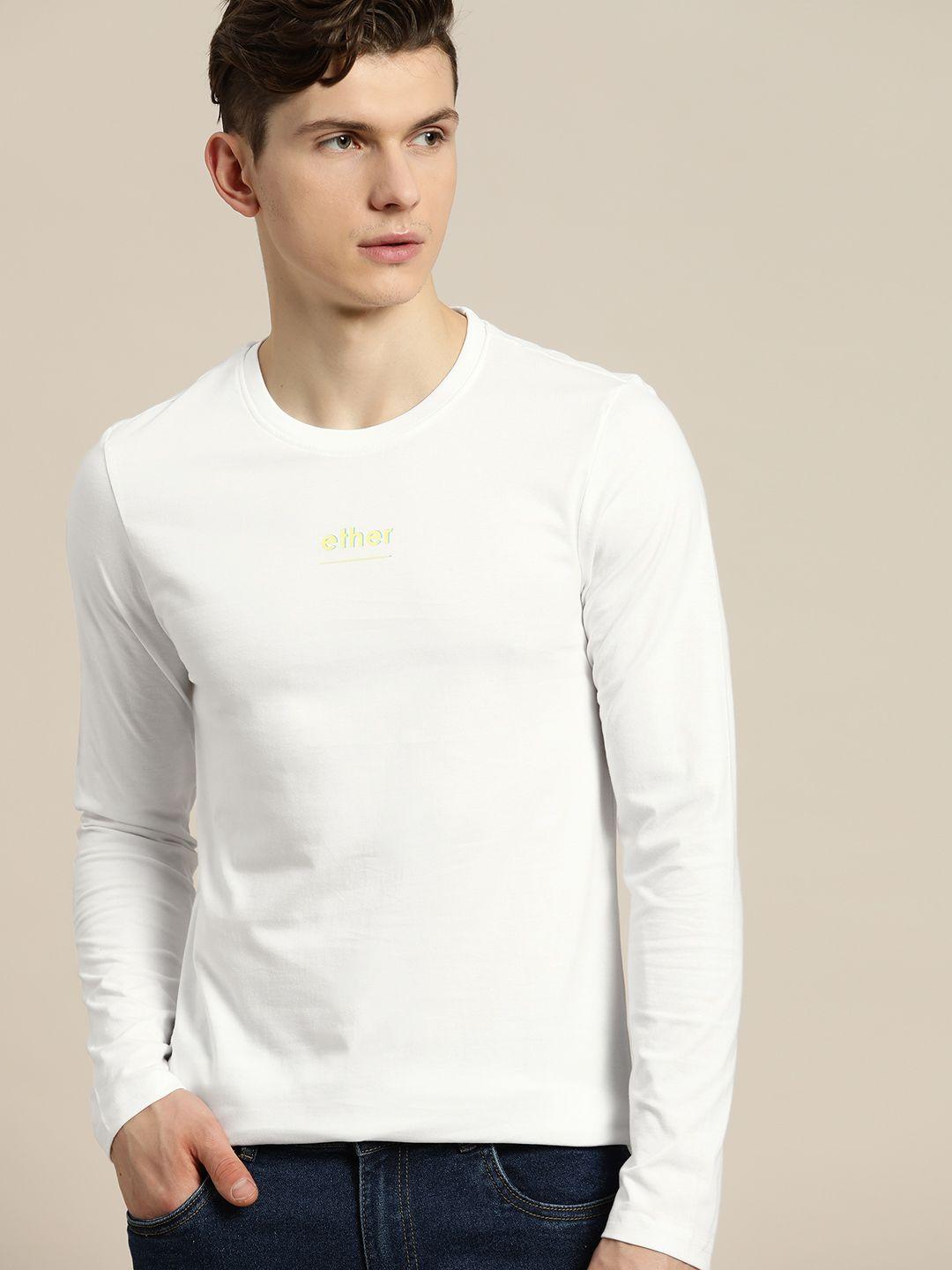 ether men white brand logo pure cotton t-shirt