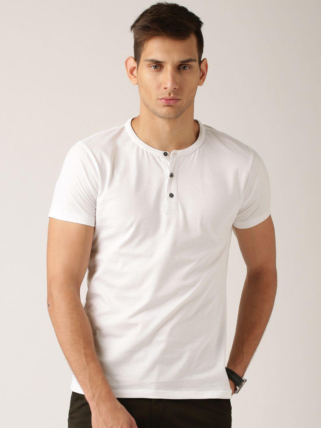 ether white henley pure cotton t-shirt