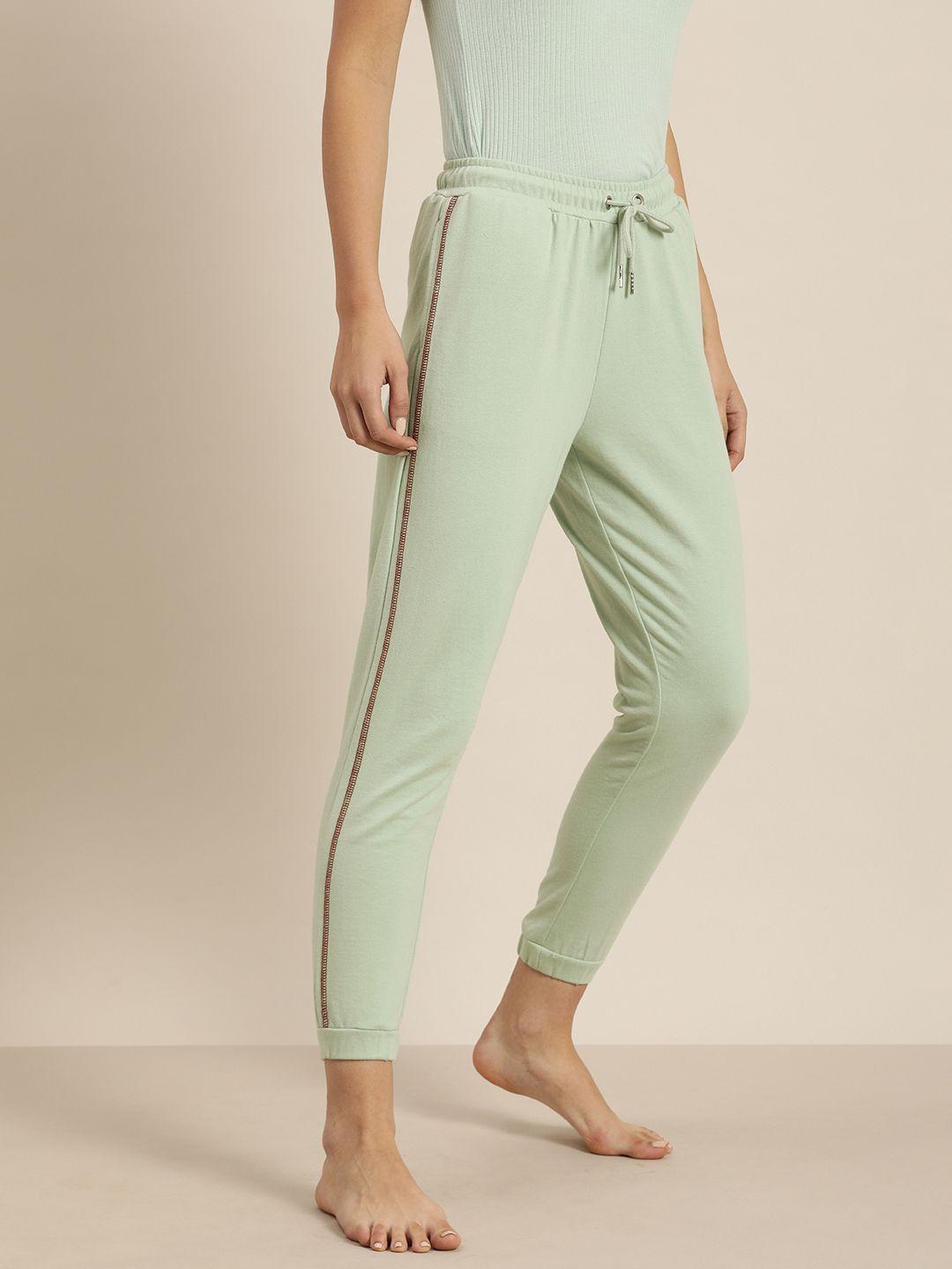 ether women mint green solid lounge pants