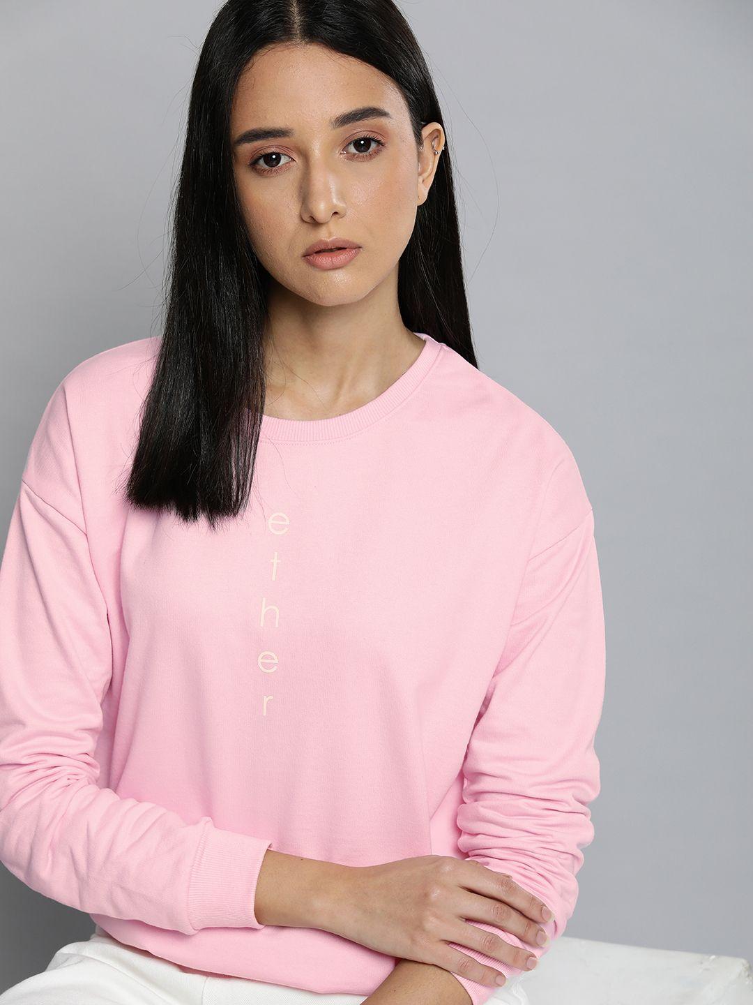 ether women pink brand logo print knitted sweatshirt