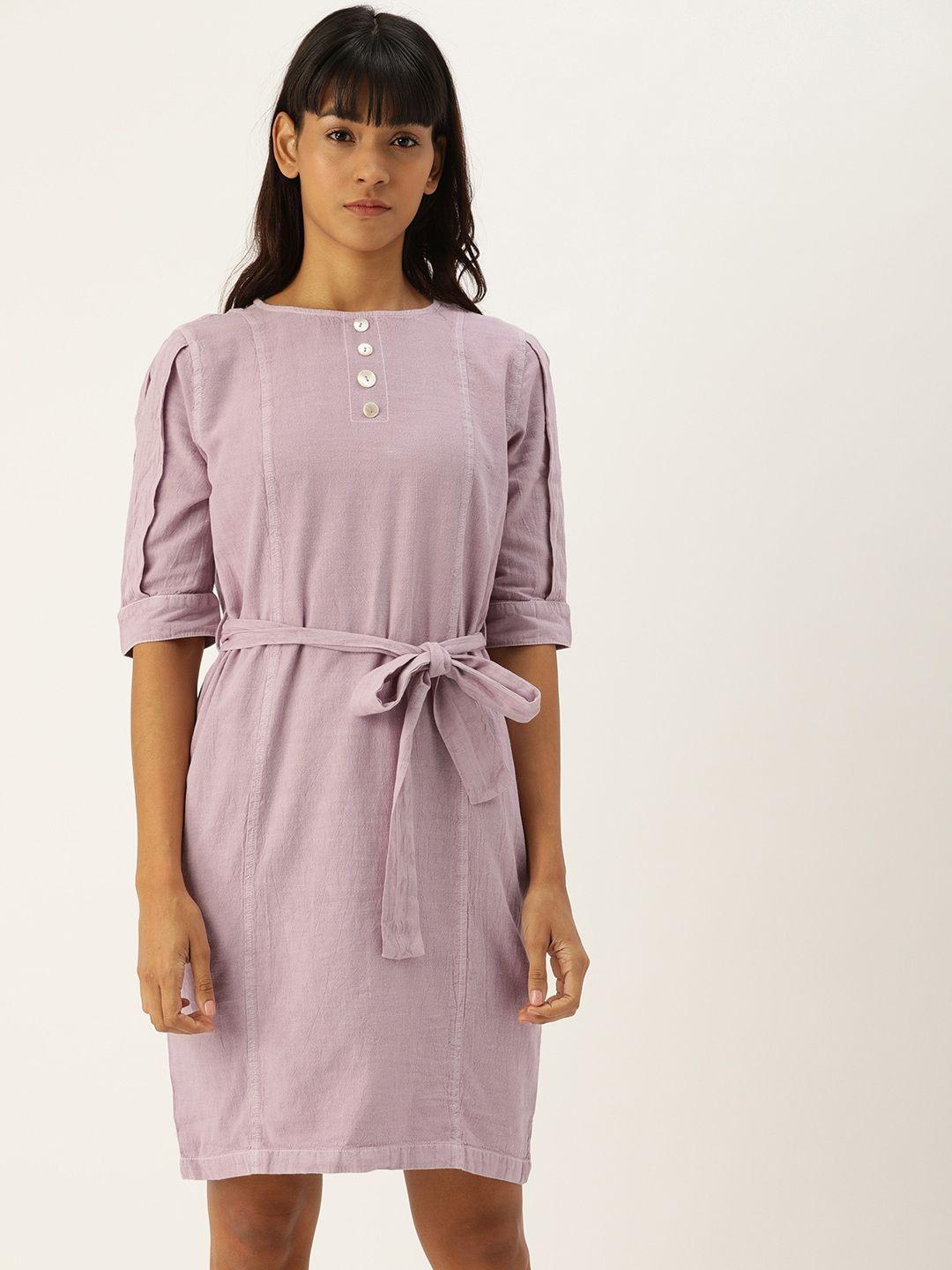 ether kora collection women pink sustainable natural dyed solid a-line sustainable dress