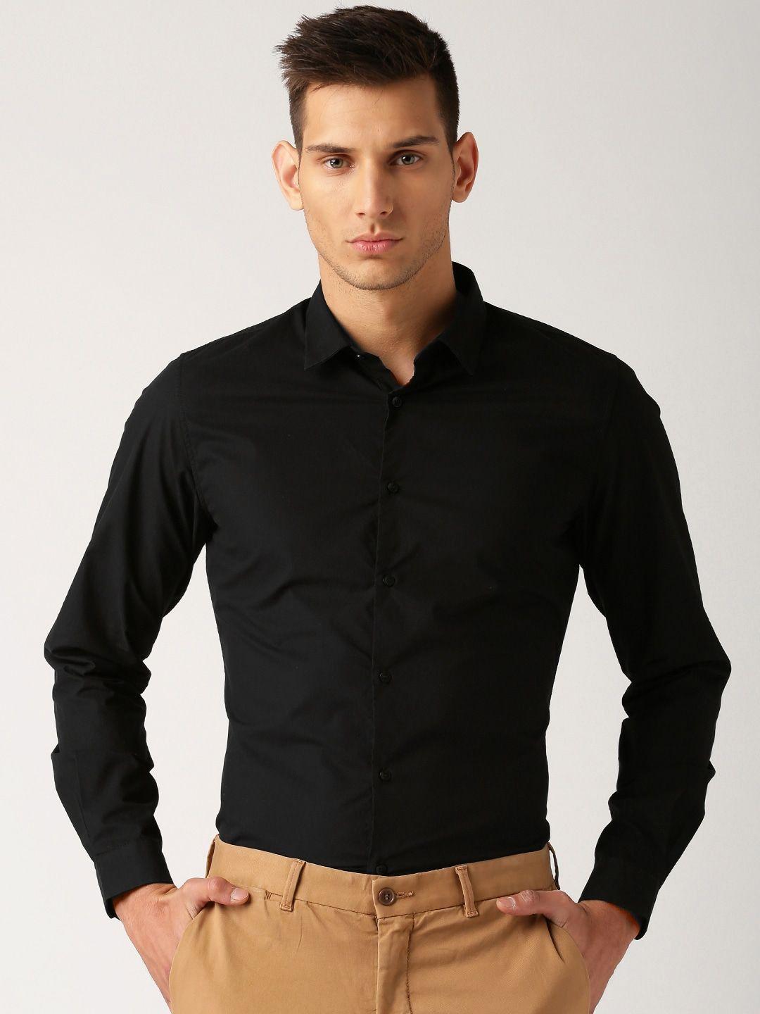 ether men black anti microbial poplin cotton shirt