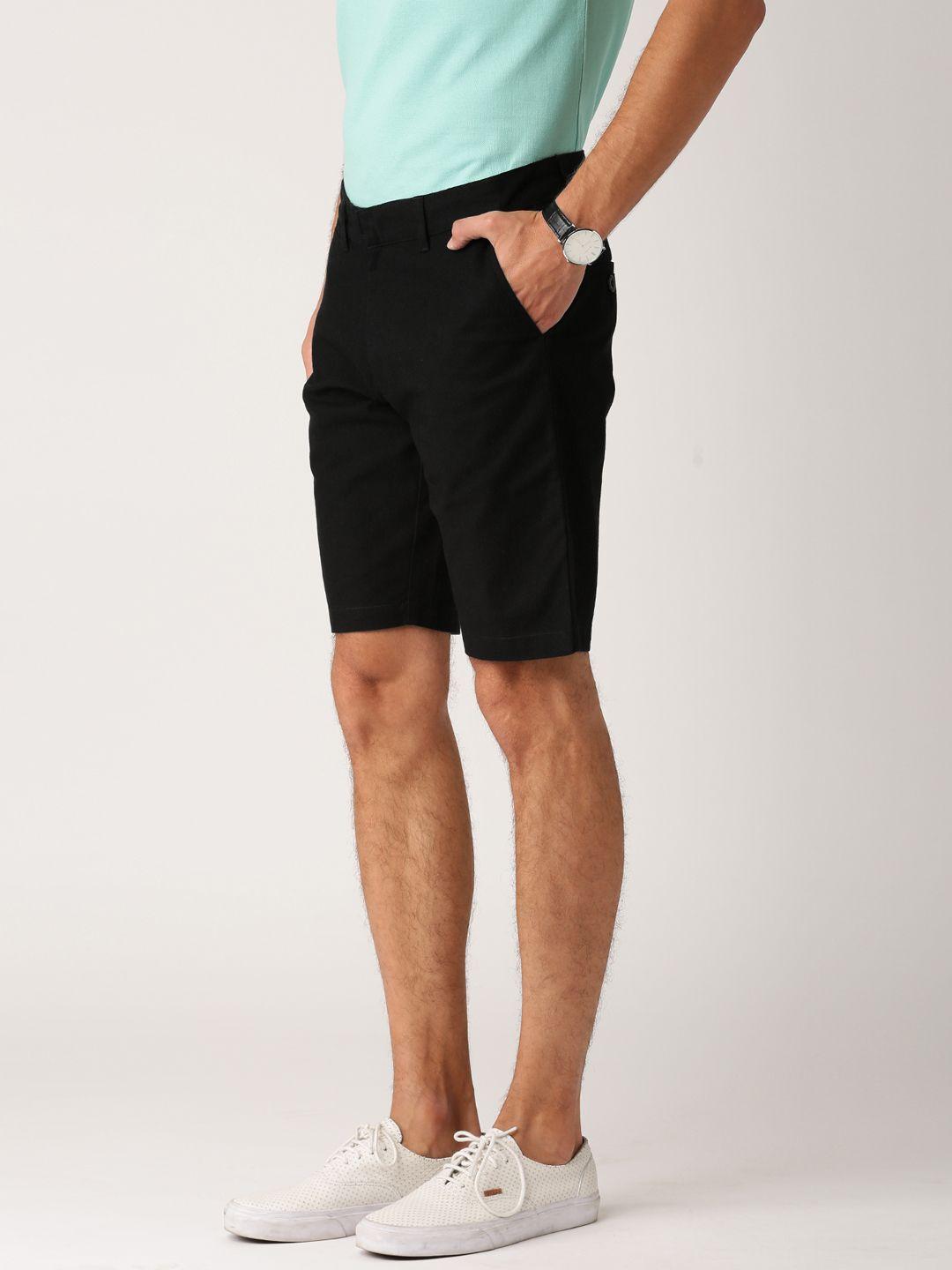 ether men black solid regular fit regular shorts