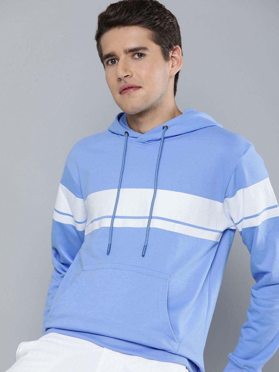 ether men blue & white striped hooded sweatshirt