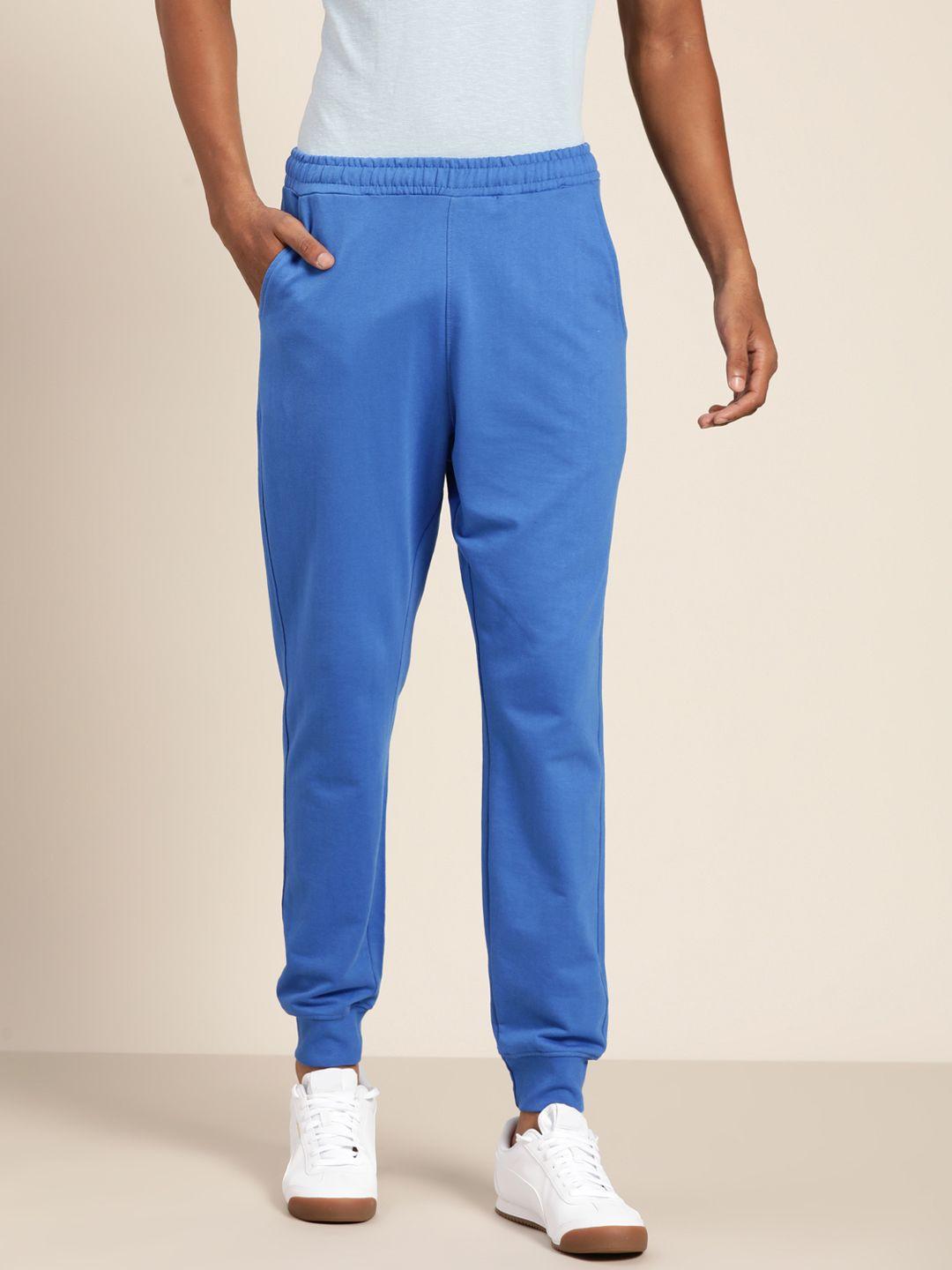 ether men blue solid joggers