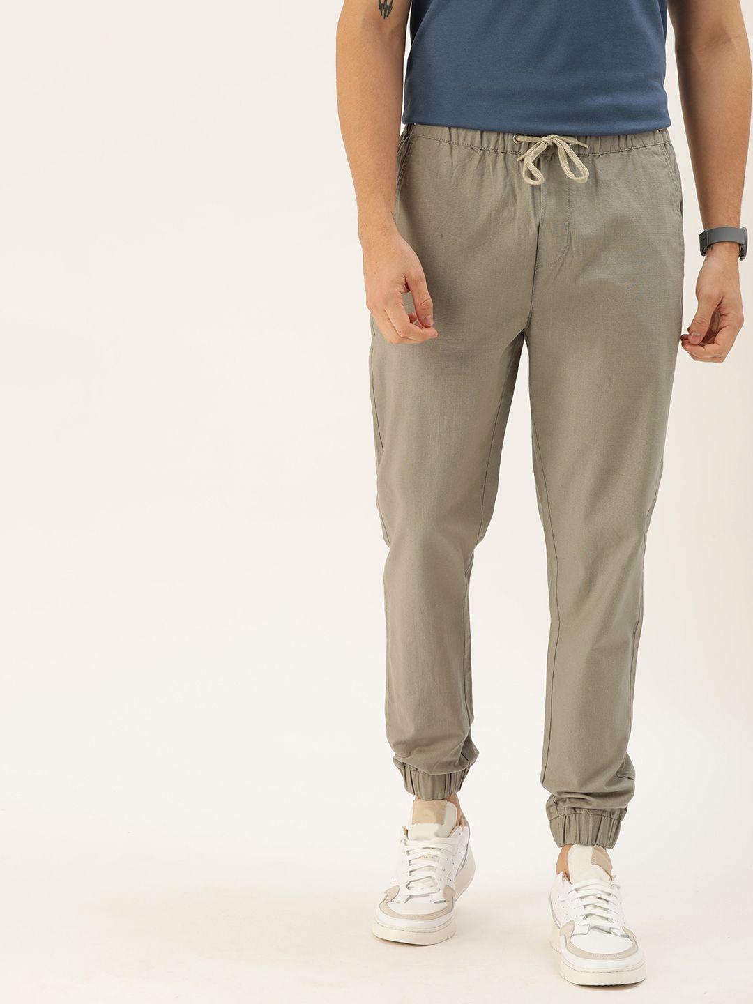 ether men grey linen joggers