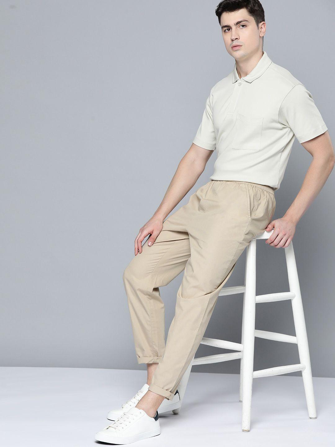 ether men pure cotton regular fit trousers