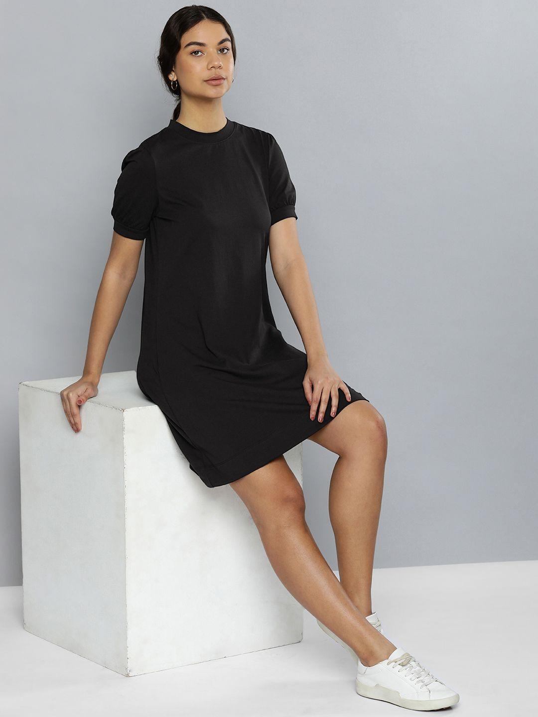 ether round neck puff sleeves pure cotton t-shirt dress